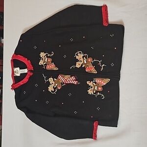 Ugly Cristmas Tiara Reindeer Holiday  Zip Sweater sz 1X